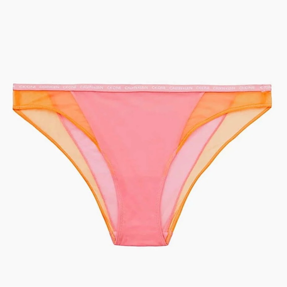 CK Calvin Klein Mesh Pride Bikini Brief- Sheer Pink & Orange Panties